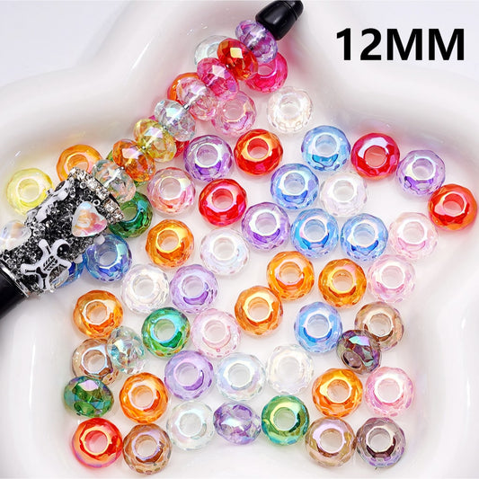 UV Coated Wheel Shape with Large Hole Translucent Multi-Color Acrylic Beads 12MM