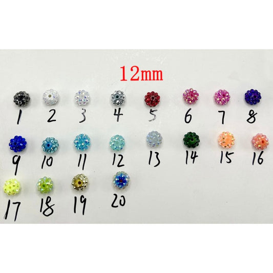 Rhinestone Acrylic Beads, 12mm