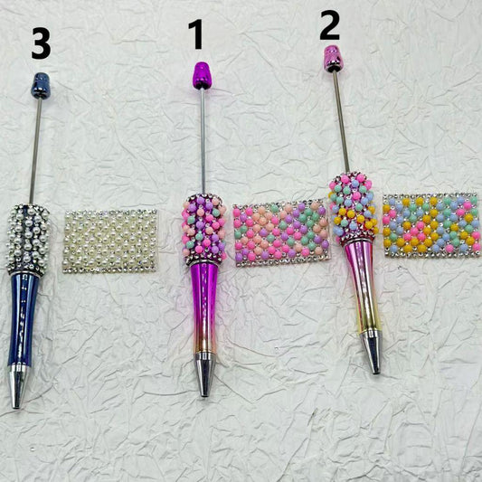 DIY Bling Bling Small Colorful Pearls Clear Rhinestones Chain Wraps Tapes for Pen, Around 40*28MM, 78pcs in 1 Sheet, Please Read the Description