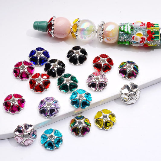 Metal Alloy Beads Cage Cap Heart Rhinestones Silver 16MM (Single Color is available for 100pcs(Whole Bag))