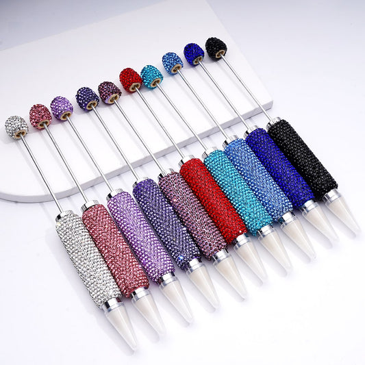 Beadable Clay Wax Picker Pen with Shiny Rhinestones Solid Color Dotting Tool for Rhinestones, Replaceable Wax Tip (Please Read Description)