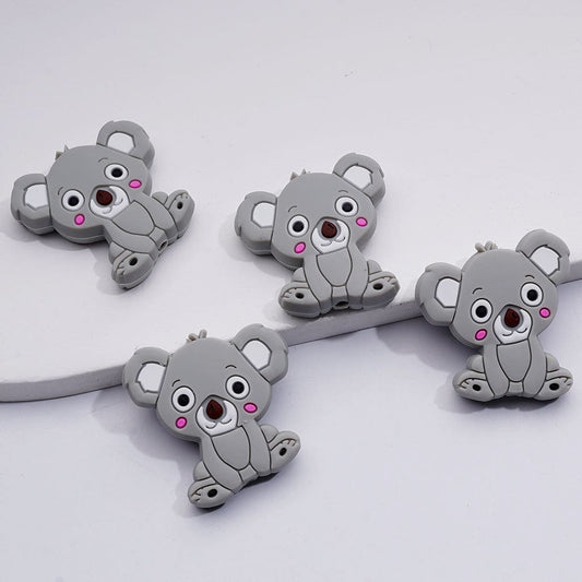 Cute Brown Nose with Gray Koala Silicone Focal Beads