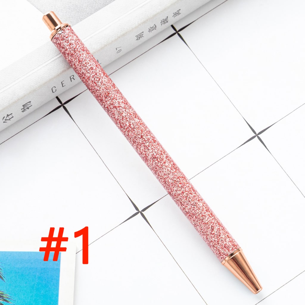 Sublimation Ballpoint Pen, Push Ballpoint Pen with Glitter Effect in Gold Color