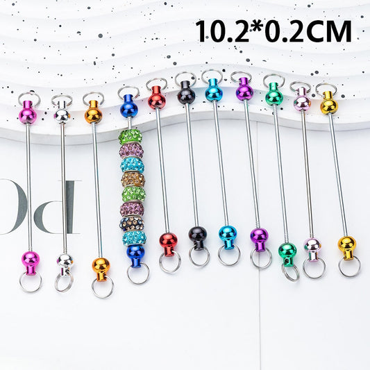 DIY Metallic Keychain Bar Accessories in Metallic Colors with Round Beads 10cm