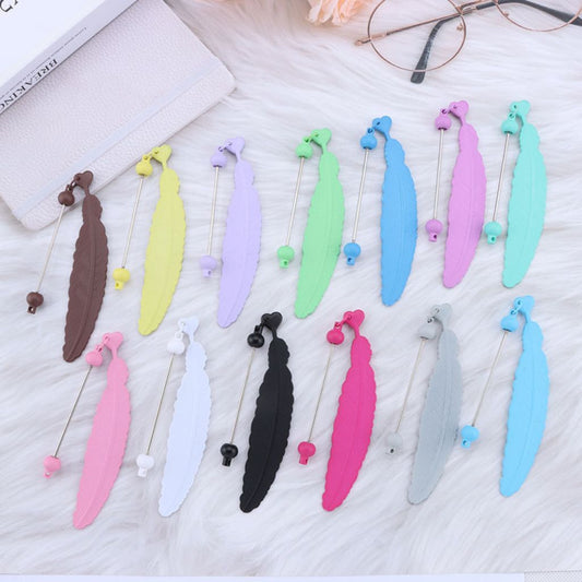 Feather Shaped DIY Beadable Plastic Bookmarks in Solid Colors, 147MM,  Important: Please Read the Description