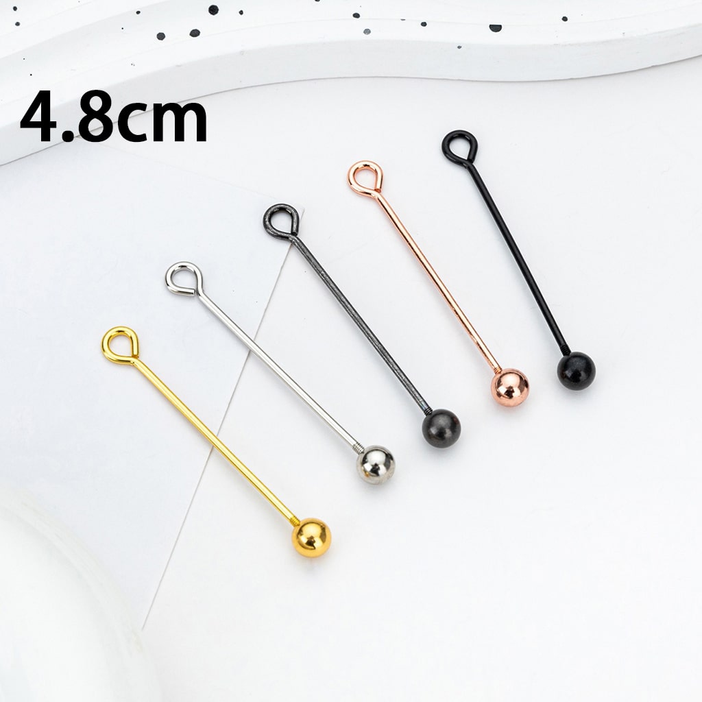 DIY Beadable Sterling Alloy Pearl Bead Detachable Spiral Needle  9-Pin Jewelry Accessories 48MM