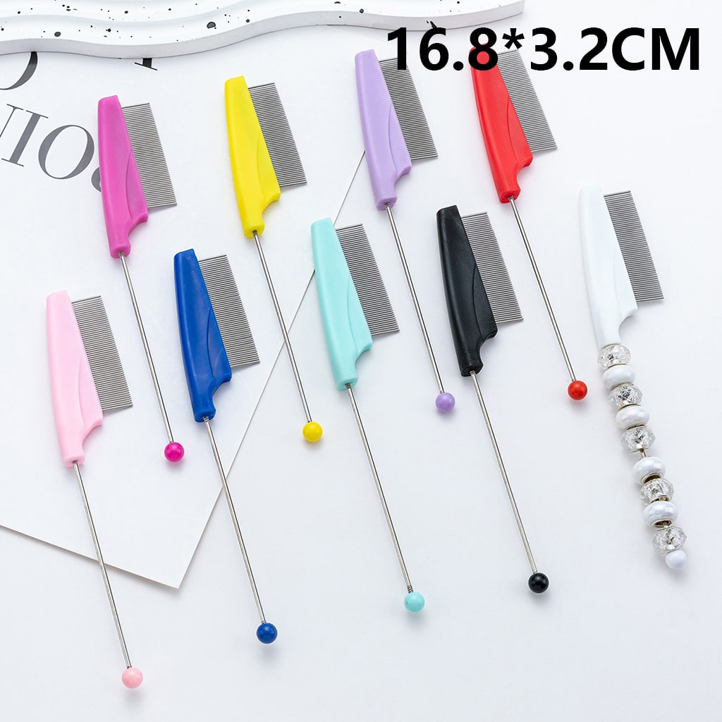 DIY Beadable Hair Comb for Pets Solid Color 168mm Randam mix