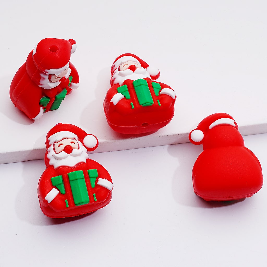 3D Elk Bell Hat Father Christmas Gift Christmas Series Silicone Focal Beads