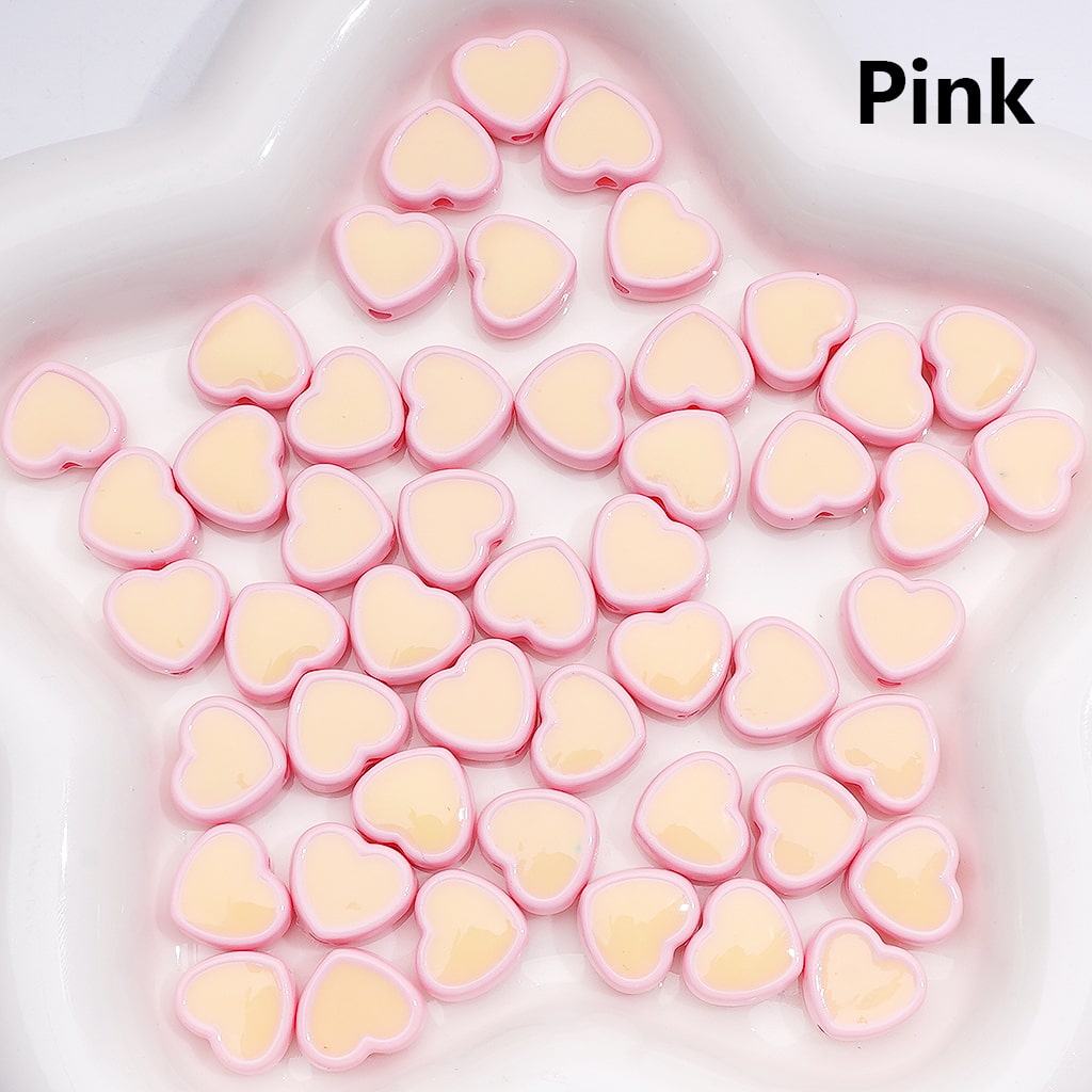 Mini Luminous Heart Acrylic Beads in Multi-Colors, 13×12MM (500pcs Single Color Whole Bag Available)