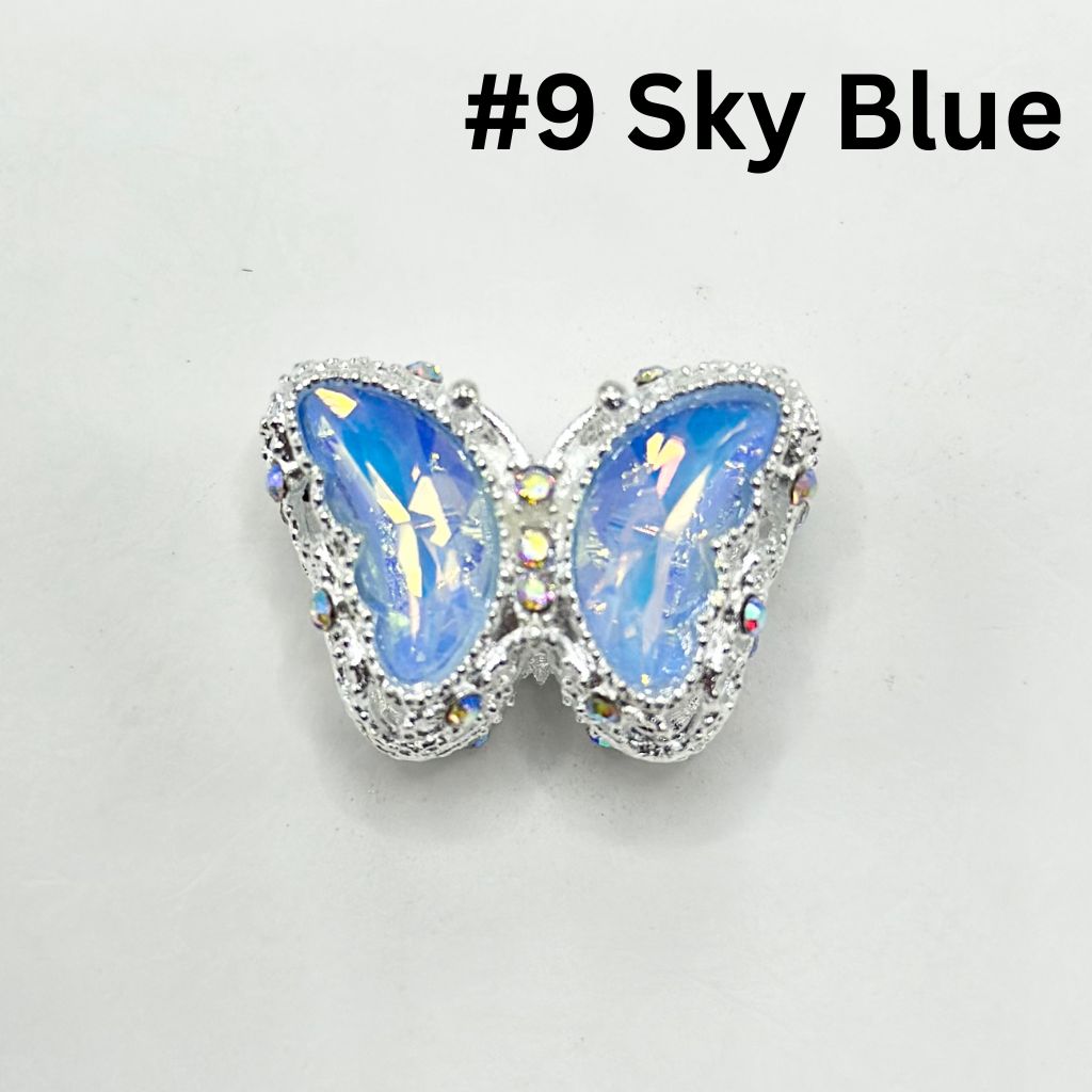 Fancy Alloy Metal Beads with Hollow Sparkling Rhinestone Butterfly, 20mm by 28mm