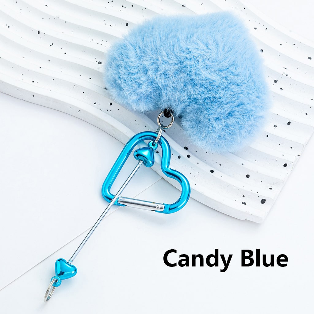 Beadable Metal Heart Shape Frame DIY Pom-Pom Heart Keychain 160MM