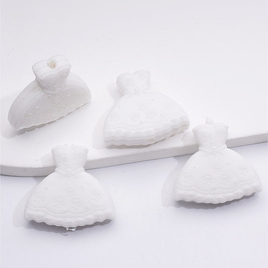 Cute White Dress and Flowers Design Silicone Focal Beads