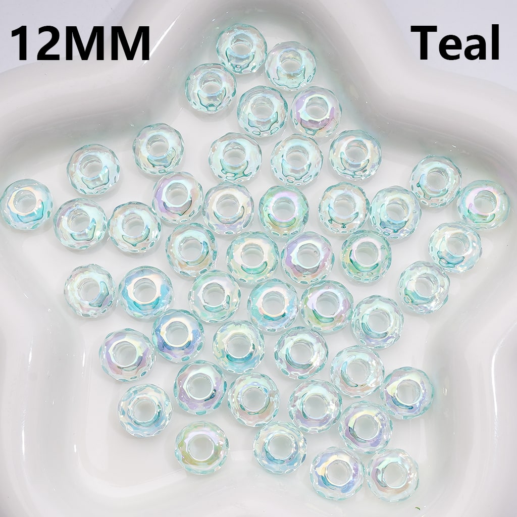 UV Coated Wheel Shape with Large Hole Translucent Multi-Color Acrylic Beads 12MM