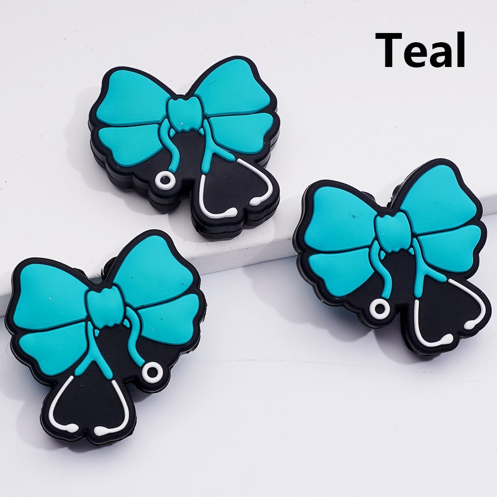 Cute Bowknot with Stethoscope Silicone Focal Beads