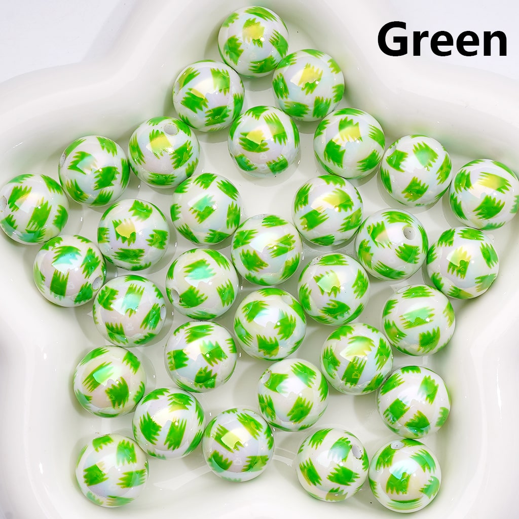 UV Coated Abstract Pen Brush Print Multi-Color Round Acrylic Beads 16mm (Single Color is available for 200pcs(Whole Bag))