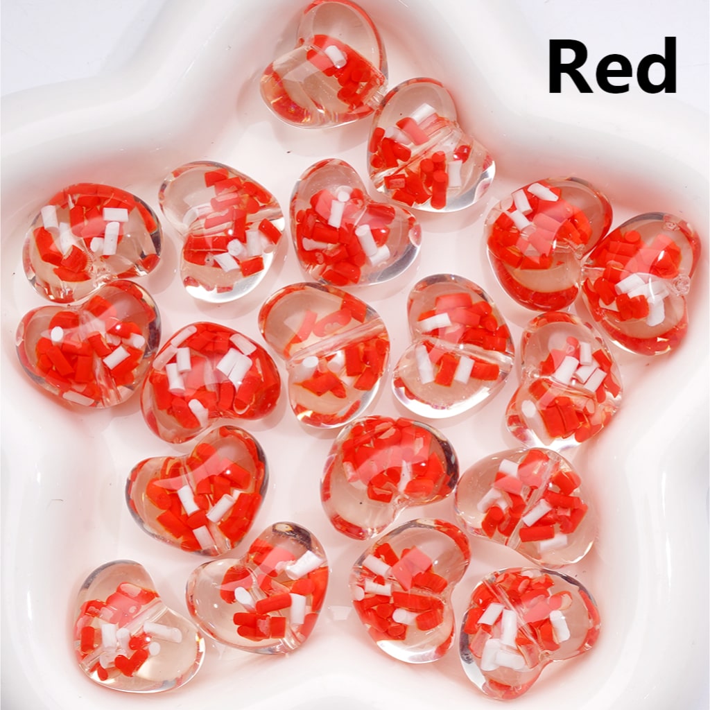 Heart Shape with Candy Sticks Inside Luminous Acrylic Beads 23×18MM Clear Single Color