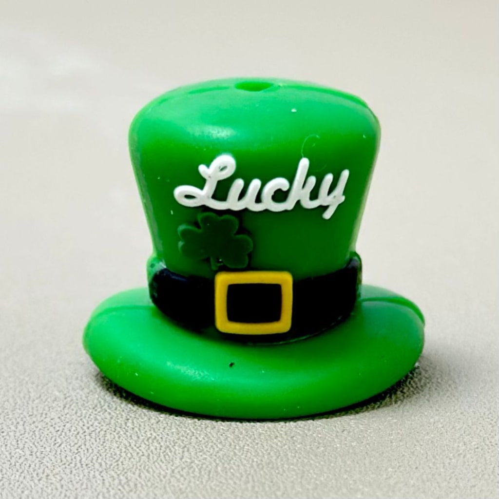 Saint Patrick's Day 3D Green Lucky Hat Clover Silicone Focal Beads