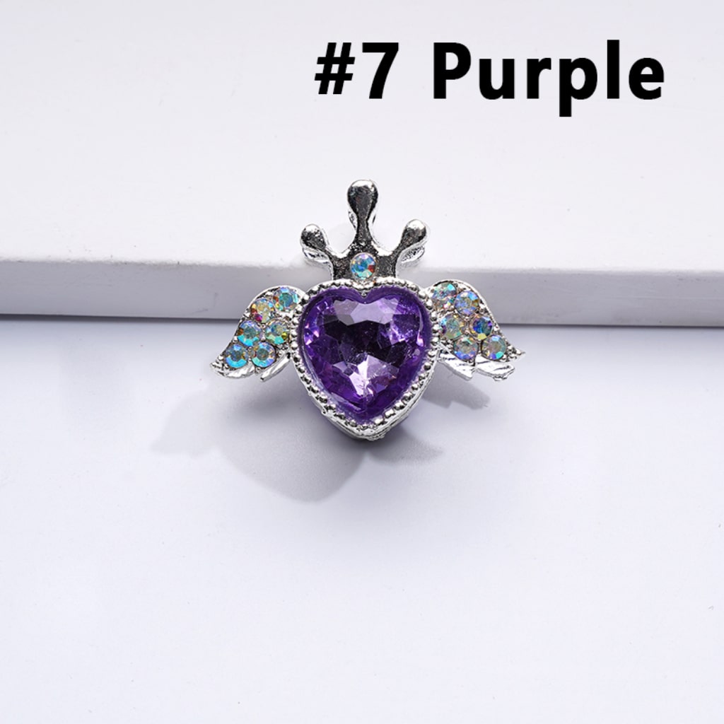 Fancy Bling Bling Silver Alloy Heart Angel Crown with Large Heart Inside Mini AB Rhinestones Beads, Around 25*20MM