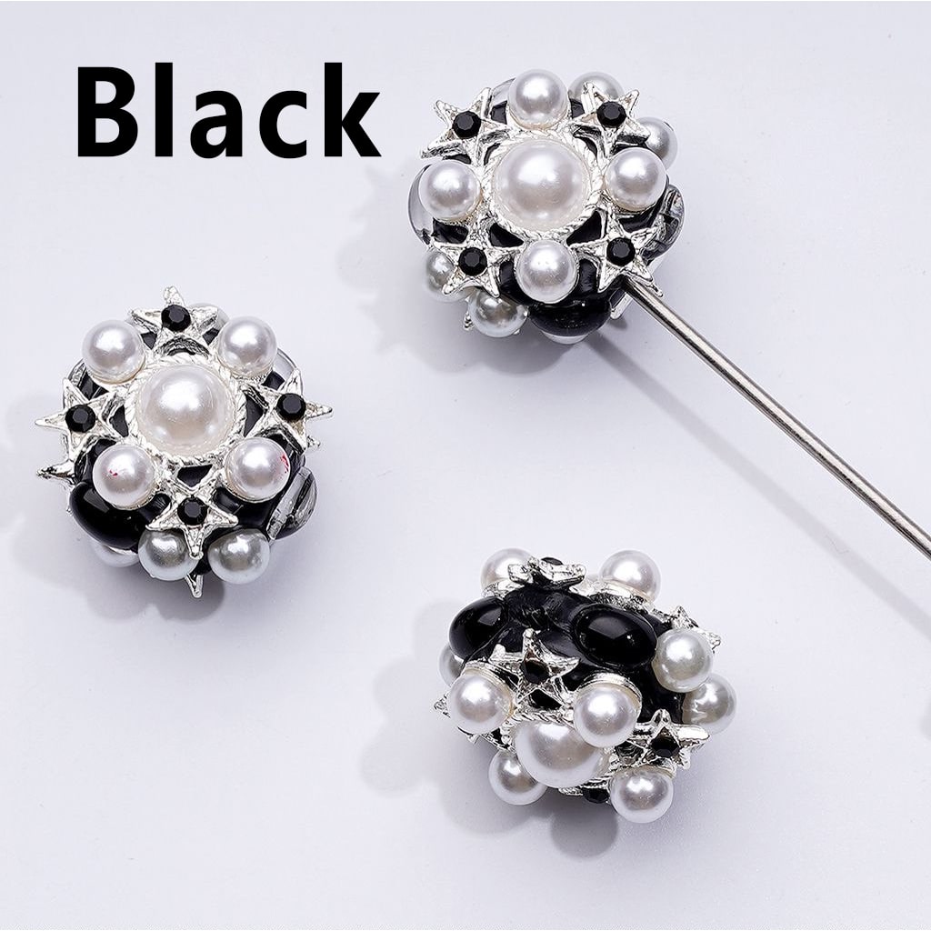 A collection of silver alloy stars with various colors of rhinestones and pearls, designed for use in beadable pens.

