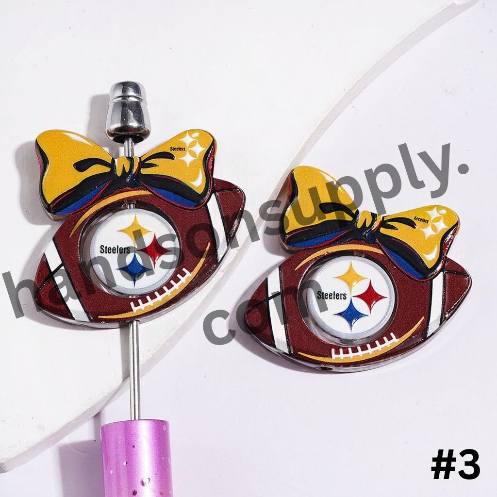 Sporty American Football Shape with Bowtie Collection Set  Series Acrylic Beads, Update Other Style Later |  (Please Read the Description)