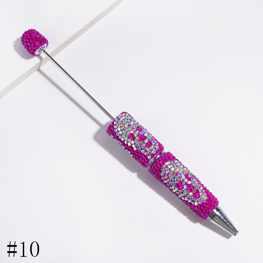 Halloween Skull Head Beadable Clay Pens with Full-Coverage Luminous AB Rhinestones, Multicolor