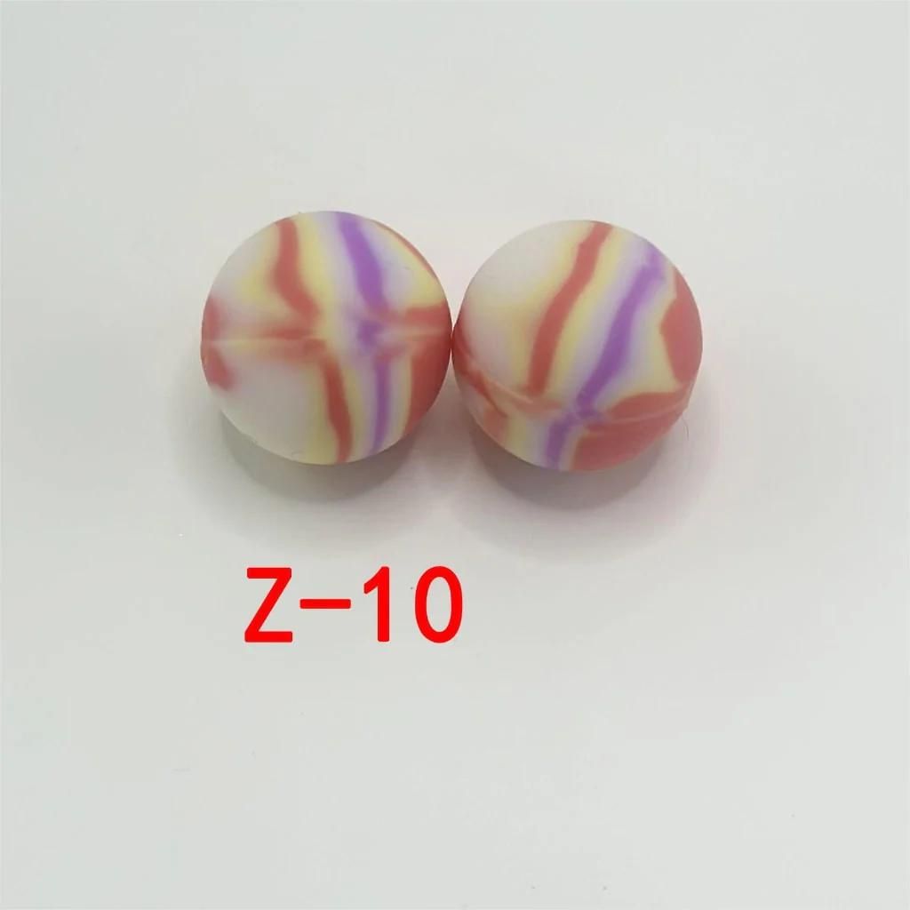 Multicolor Abstract Marble Pattern Printed Silicone Beads with Swirls, 15mm