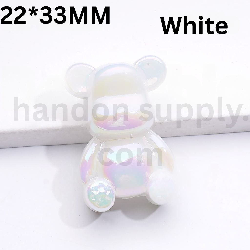 UV Coated Bearbric Style 33×22MM Solid Color Acrylic Beads Single Option Available