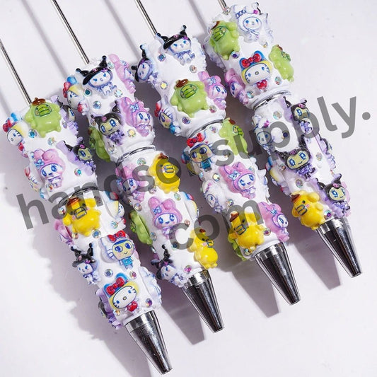Charming Cartoon Character Series with Sparkling AB Rhinestone Beadable Clay Pens