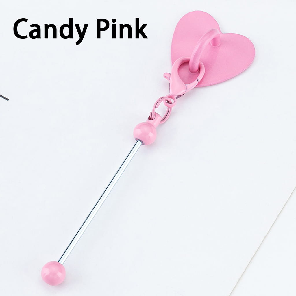 DIY Beadable Keychain Bar with Mini Lobster Clasp & Heart Accessories, 9.6*2.5CM