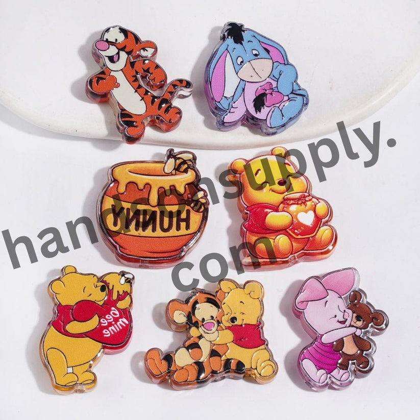 Playful Cartoon Bear, Donkey, Tiger, Pig and Honey Jar Character Acryl ...