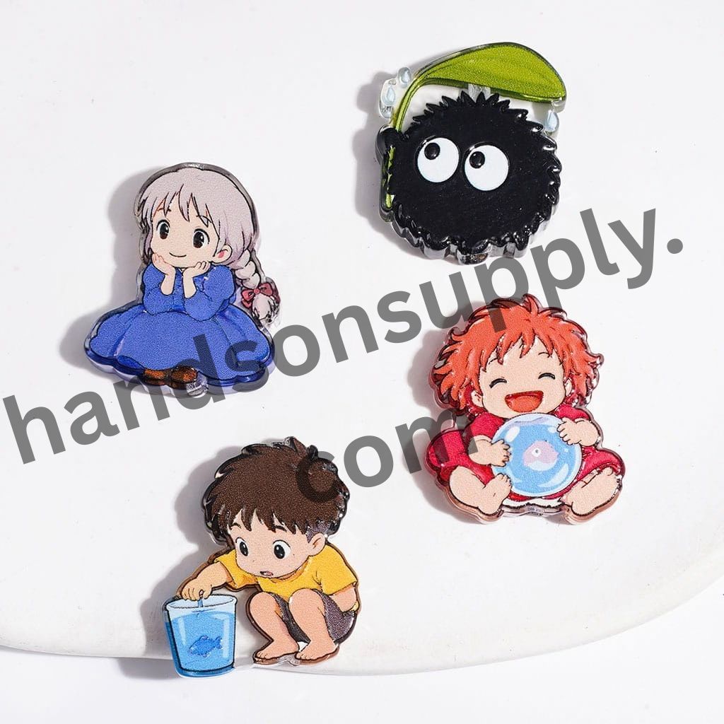 Adorable Japanese Anime Boy & Girl Character Series on Semi-Clear Acrylic Beads, Random Mix