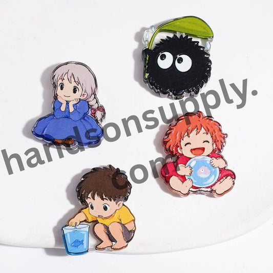 Adorable Japanese Anime Boy & Girl Character Series on Semi-Clear Acrylic Beads, Random Mix