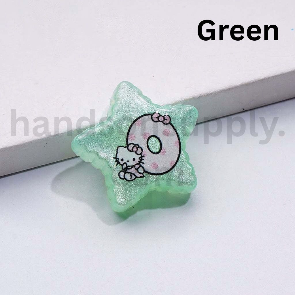 Glitter HK Kitten with Letters in Star Shape Colorful Acrylic Beads 24MM