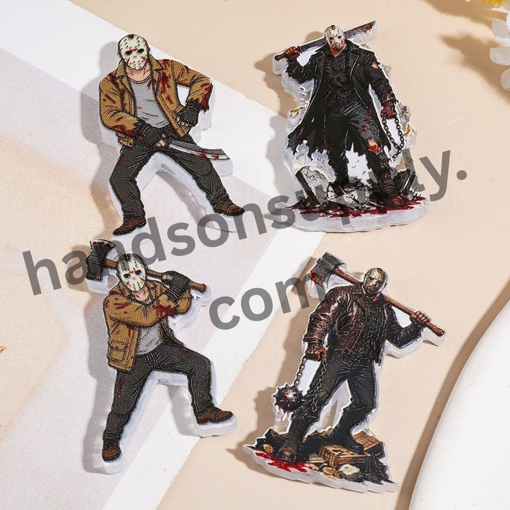 Eerie Horror Killer Character Holding Tool Criminal Suspect Series Acrylic Beads, Random Mix