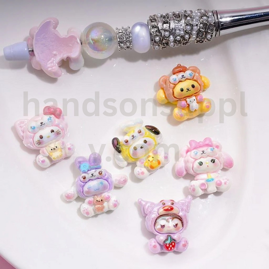 Mini Shiny Sanri Character Melod Kuromi Cinnamorol Acrylic Beads Around 25x23MM Random Mix