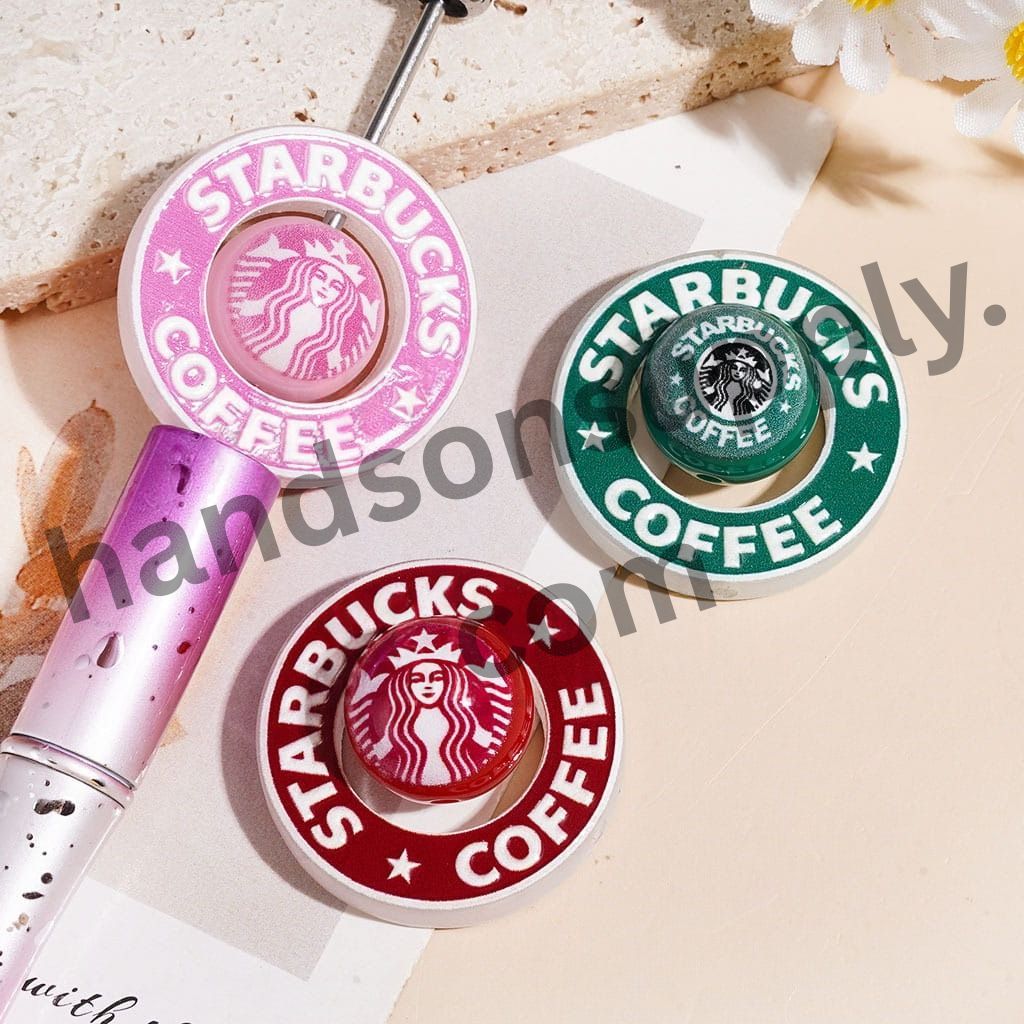 Multi-Color Round Hollowed Frame & Bead Pieces Coffee Series Acrylic Beads, Random Mix (The Round Beads is 16MM, Hollowed Round Frame is 31MM)