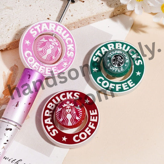 Multi-Color Round Hollowed Frame & Bead Pieces Coffee Series Acrylic Beads, Random Mix (The Round Beads is 16MM, Hollowed Round Frame is 31MM)