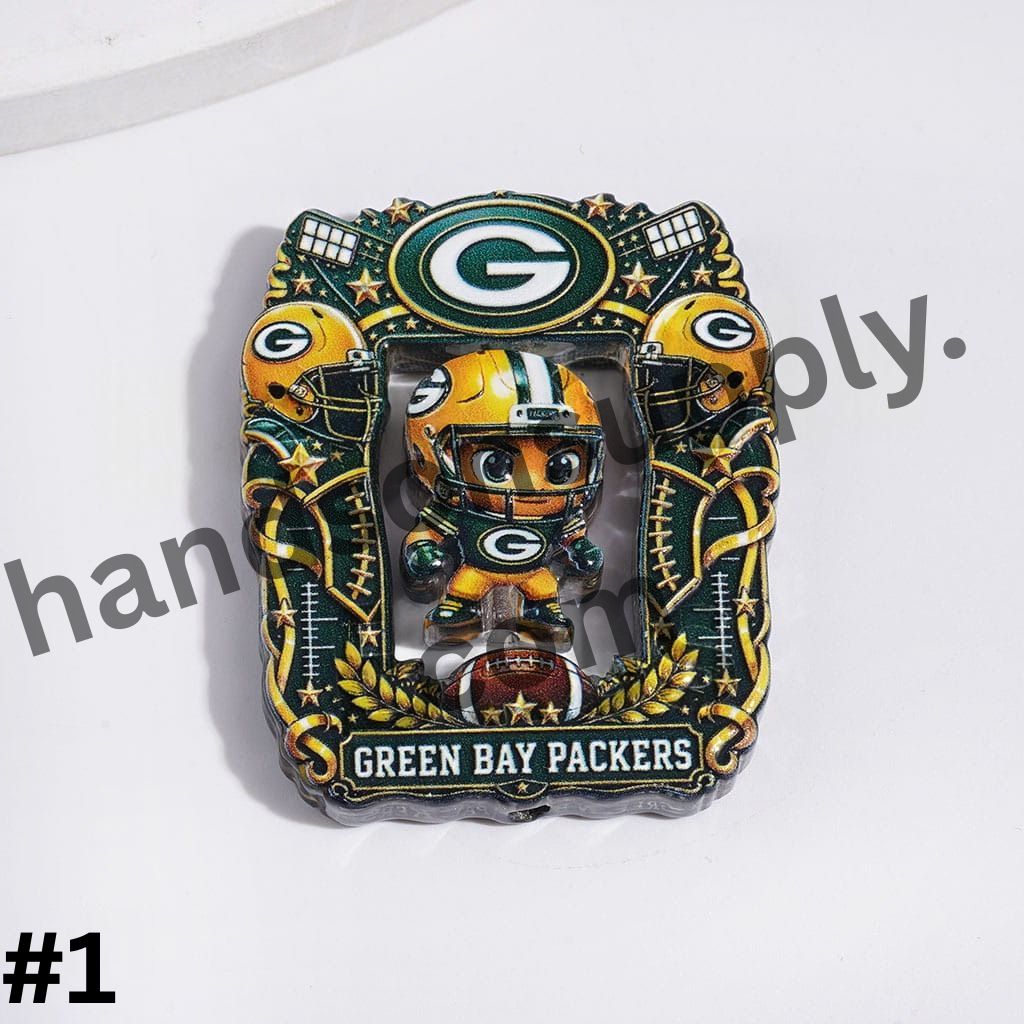 American Football Team Design Hollow Square Photo Frames and Athlete-Shaped Acrylic Beads Collection Set