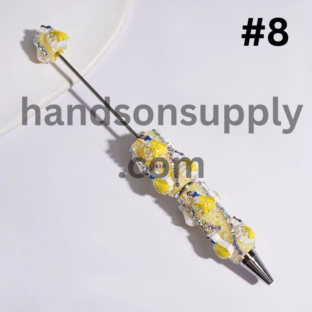 Classic Animated Princess Character series with Sparkling AB Rhinestone Chains & Clear Cone Rhinestones Accents Beadable Sugar Pens