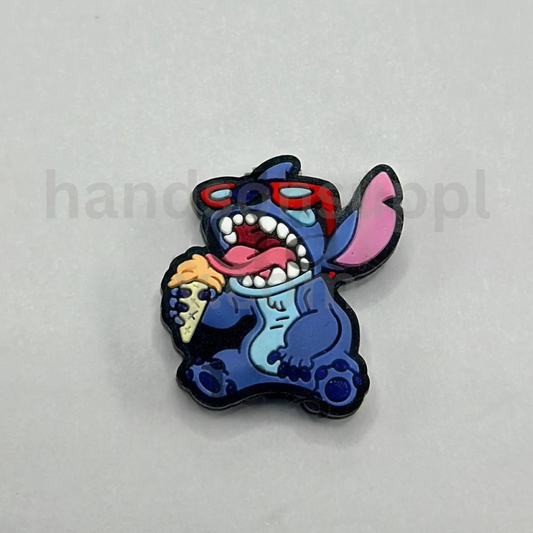 Blue Monster Cartoon with Red Glasses and Ice Cream Design Silicone Focal Beads (Ship out in Around 4–6 Days after Ordering)