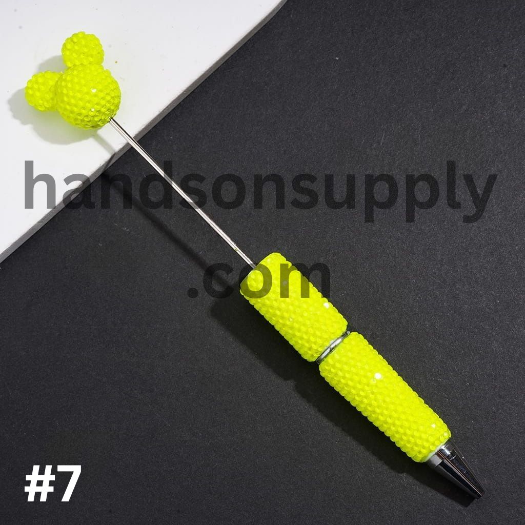 Vibrant Color Mouse Head Pen Topper with Sparkly Rhinestone Fluorescent Beadable Clay Pen (Please Read Description)