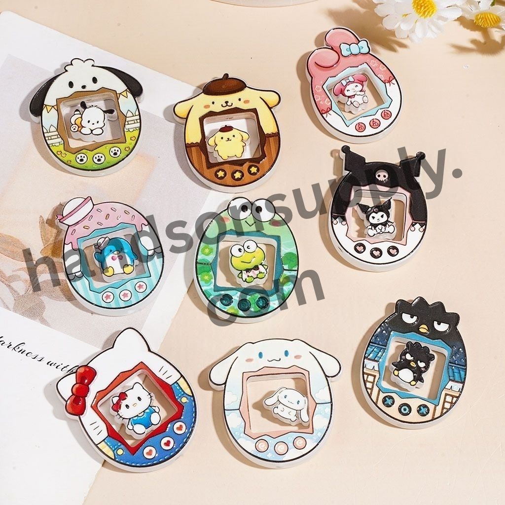 Playful Electronic Pet Game Frog, Dog, Cat & Penguin Character Series Acrylic Beads, Random Mix