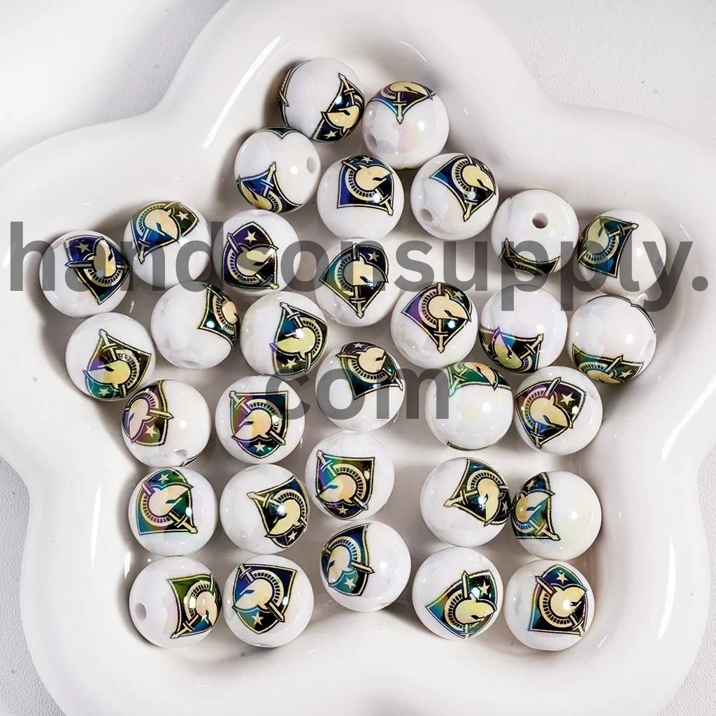 UV Coating American College Football Acrylic Beads, 16MM