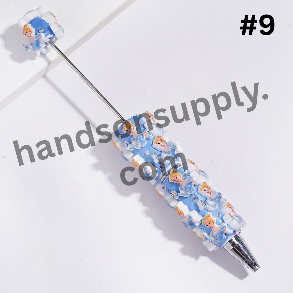 Cute Disney Classic Animation Pretty Princess Character Series with AB Rhinestones, Beadable Clay Pens, Assorted Designs, Random Mix