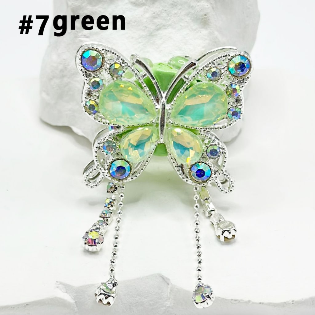 Fancy Bling Butterfly Alloy Clay Beads with Rhinestones and Pendant Chains, 34mm by 40mm