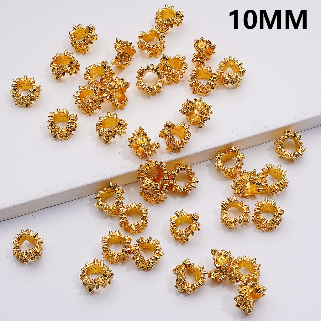 Irregular Shape Flowers Spacer Beads Gold Silver Alloy, 10MM