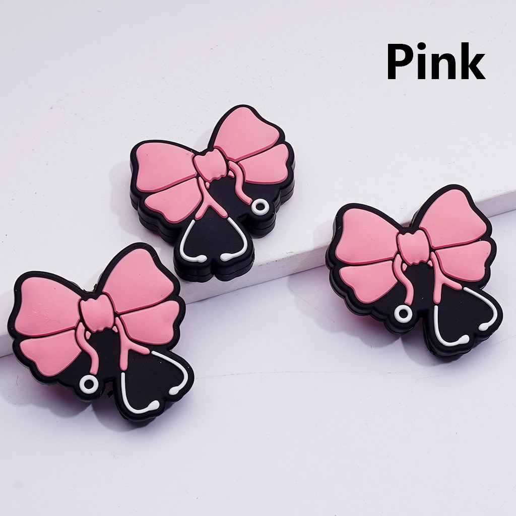 Cute Bowknot with Stethoscope Silicone Focal Beads