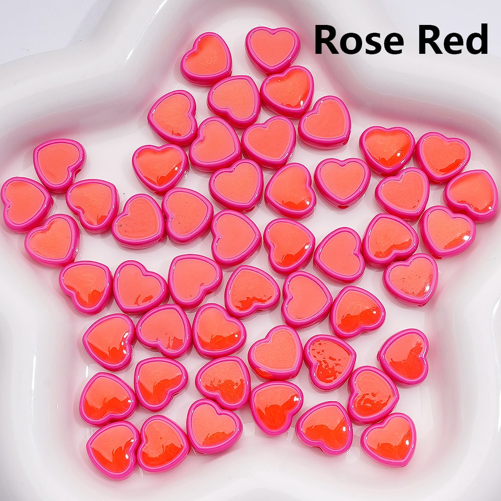 Mini Luminous Heart Acrylic Beads in Multi-Colors, 13×12MM (500pcs Single Color Whole Bag Available)