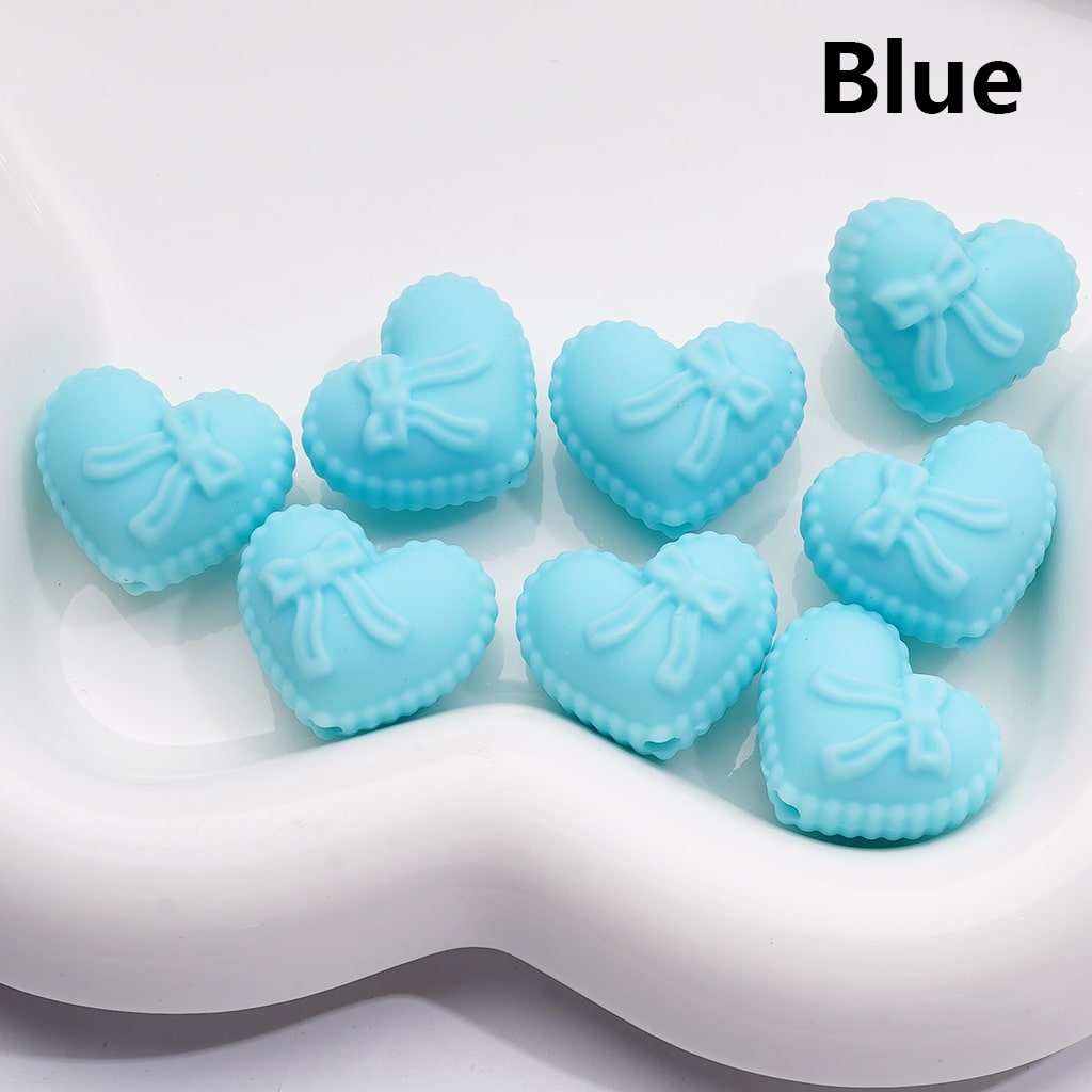 Rubber Coated Acrylic Beads Heart Shape with Bowknots Multi-Color 18*20MM (Single Color is av available for 200pcs(Whole Bag))