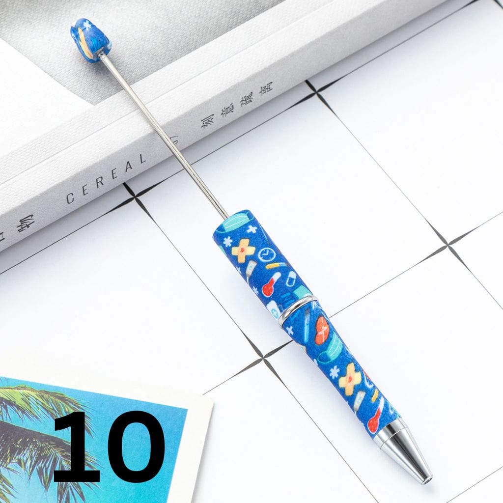 Nurses Doctor Print Beaded Pens with Healthcare Design Random Mix Beadable Pens